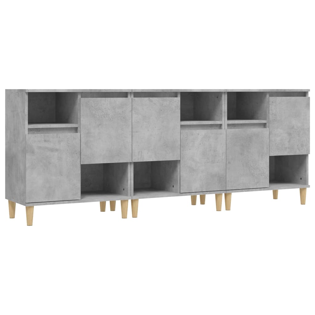 Sideboards 3 Stk. Betongrau 60x35x70 cm Holzwerkstoff