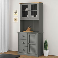 Thumbnail for Sideboard-Aufsatz VIGO Grau 78x30x100 cm Massivholz Kiefer
