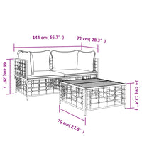 Thumbnail for 3-tlg. Garten-Lounge-Set mit Kissen Anthrazit Poly Rattan