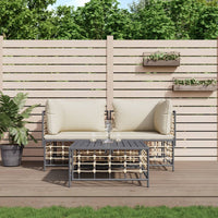 Thumbnail for 3-tlg. Garten-Lounge-Set mit Kissen Anthrazit Poly Rattan