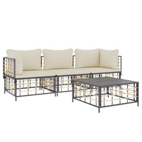 Thumbnail for 4-tlg. Garten-Lounge-Set mit Kissen Anthrazit Poly Rattan