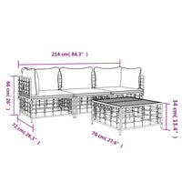 Thumbnail for 4-tlg. Garten-Lounge-Set mit Kissen Anthrazit Poly Rattan