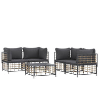 Thumbnail for 5-tlg. Garten-Lounge-Set mit Kissen Anthrazit Poly Rattan