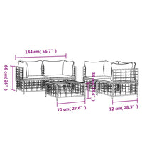 Thumbnail for 5-tlg. Garten-Lounge-Set mit Kissen Anthrazit Poly Rattan