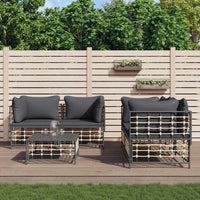 Thumbnail for 5-tlg. Garten-Lounge-Set mit Kissen Anthrazit Poly Rattan