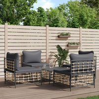 Thumbnail for 5-tlg. Garten-Lounge-Set mit Kissen Anthrazit Poly Rattan