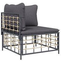 Thumbnail for 5-tlg. Garten-Lounge-Set mit Kissen Anthrazit Poly Rattan