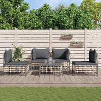 Thumbnail for 5-tlg. Garten-Lounge-Set mit Kissen Anthrazit Poly Rattan