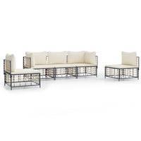 Thumbnail for 5-tlg. Garten-Lounge-Set mit Kissen Anthrazit Poly Rattan
