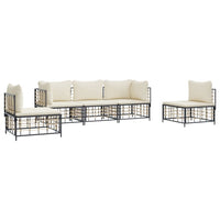 Thumbnail for 5-tlg. Garten-Lounge-Set mit Kissen Anthrazit Poly Rattan