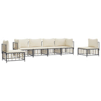 Thumbnail for 6-tlg. Garten-Lounge-Set mit Kissen Anthrazit Poly Rattan