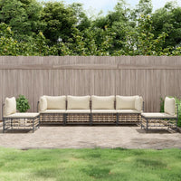 Thumbnail for 6-tlg. Garten-Lounge-Set mit Kissen Anthrazit Poly Rattan