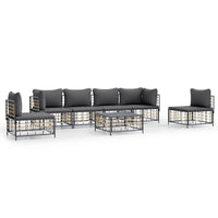 Thumbnail for 7-tlg. Garten-Lounge-Set mit Kissen Anthrazit Poly Rattan