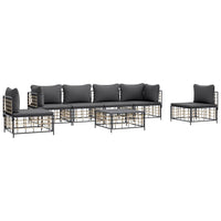 Thumbnail for 7-tlg. Garten-Lounge-Set mit Kissen Anthrazit Poly Rattan