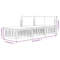 Thumbnail for 3-tlg. Garten-Lounge-Set mit Kissen Anthrazit Poly Rattan