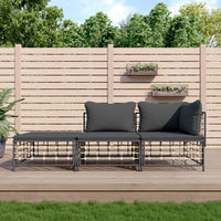 Thumbnail for 3-tlg. Garten-Lounge-Set mit Kissen Anthrazit Poly Rattan