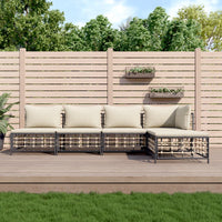 Thumbnail for 5-tlg. Garten-Lounge-Set mit Kissen Anthrazit Poly Rattan