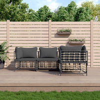 Thumbnail for 4-tlg. Garten-Lounge-Set mit Kissen Anthrazit Poly Rattan