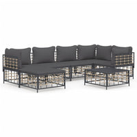 Thumbnail for 7-tlg. Garten-Lounge-Set mit Kissen Anthrazit Poly Rattan