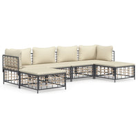 Thumbnail for 6-tlg. Garten-Lounge-Set mit Kissen Anthrazit Poly Rattan