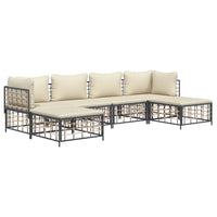 Thumbnail for 6-tlg. Garten-Lounge-Set mit Kissen Anthrazit Poly Rattan
