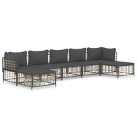 Thumbnail for 7-tlg. Garten-Lounge-Set mit Kissen Anthrazit Poly Rattan