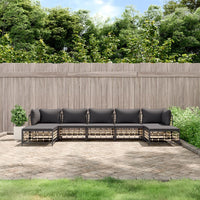 Thumbnail for 7-tlg. Garten-Lounge-Set mit Kissen Anthrazit Poly Rattan