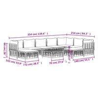 Thumbnail for 10-tlg. Garten-Lounge-Set mit Kissen Anthrazit Poly Rattan