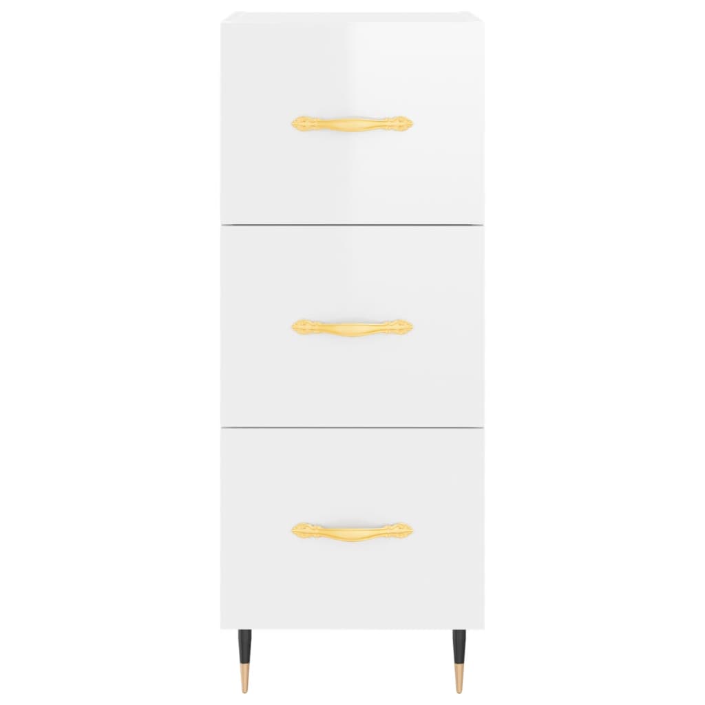 Sideboard Hochglanz-Weiß 34,5x34x90 cm Holzwerkstoff