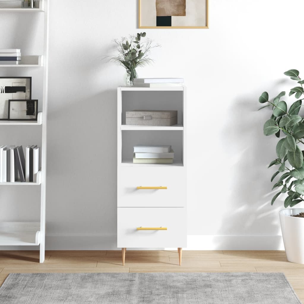 Sideboard Hochglanz-Weiß 34,5x34x90 cm Holzwerkstoff
