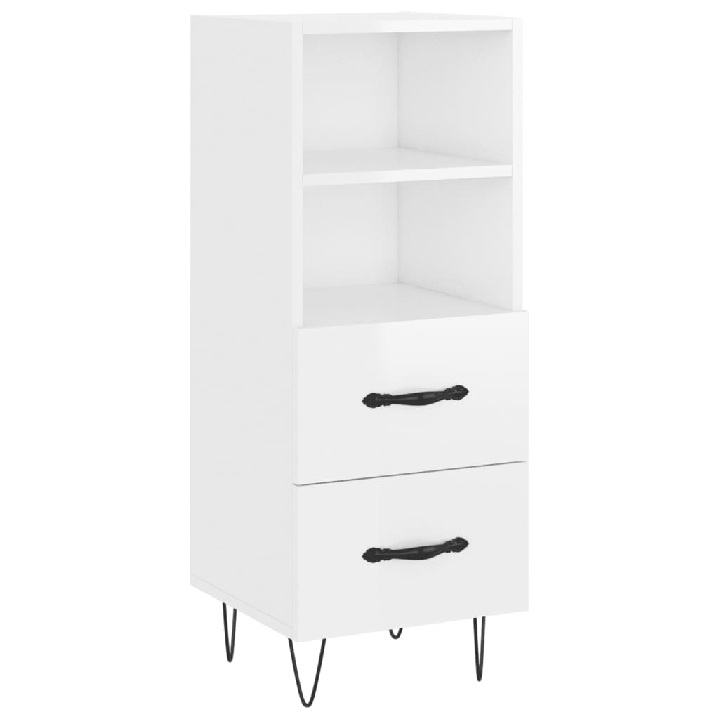 Sideboard Hochglanz-Weiß 34,5x34x90 cm Holzwerkstoff