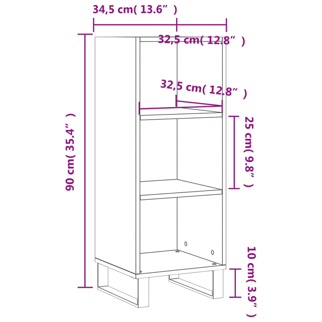 Sideboard Grau Sonoma 34,5x32,5x90 cm Holzwerkstoff
