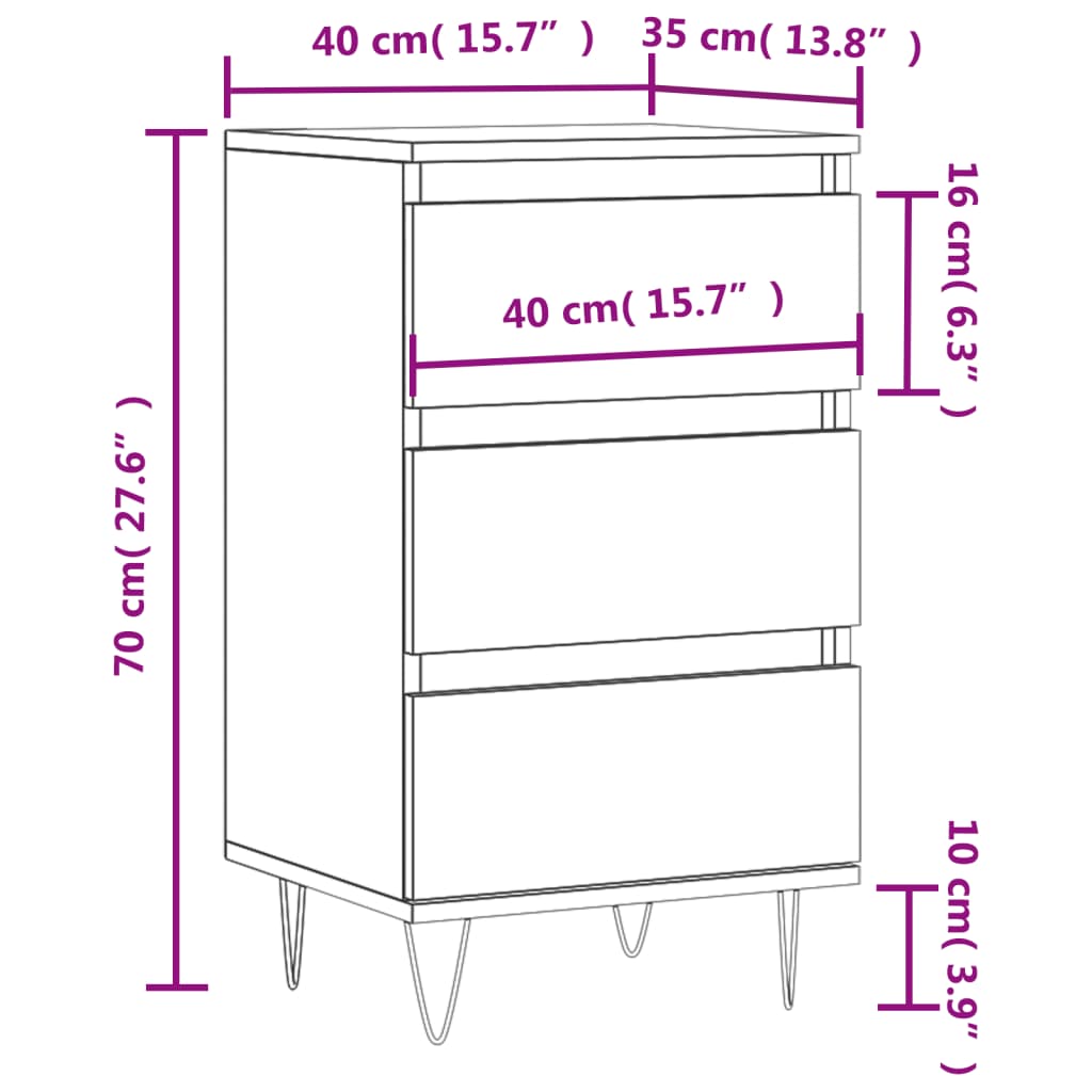 Sideboard Braun Eichen-Optik 40x35x70 cm Holzwerkstoff