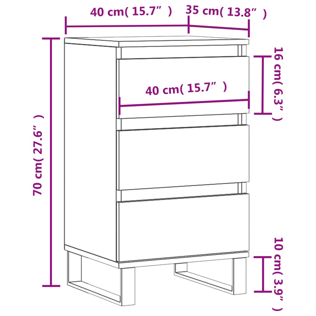 Sideboard Hochglanz-Weiß 40x35x70 cm Holzwerkstoff