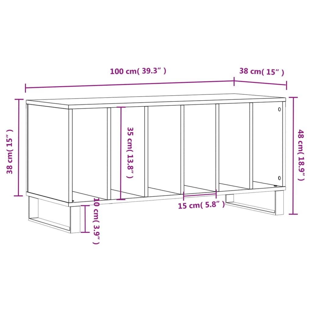 Plattenschrank Schwarz 100x38x48 cm Holzwerkstoff