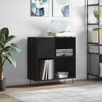 Thumbnail for Plattenschrank Schwarz 84,5x38x89 cm Holzwerkstoff