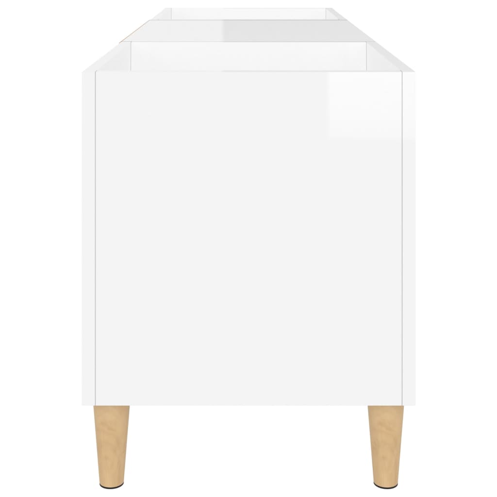 Plattenschrank Hochglanz-Weiß 121x38x48 cm Holzwerkstoff