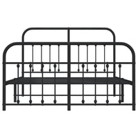 Thumbnail for Bettgestell mit Kopf- und Fußteil Metall Schwarz 140x200 cm