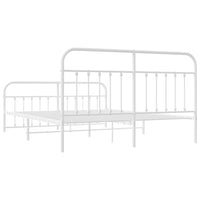 Thumbnail for Bettgestell mit Kopf- und Fußteil Metall Weiß 160x200 cm