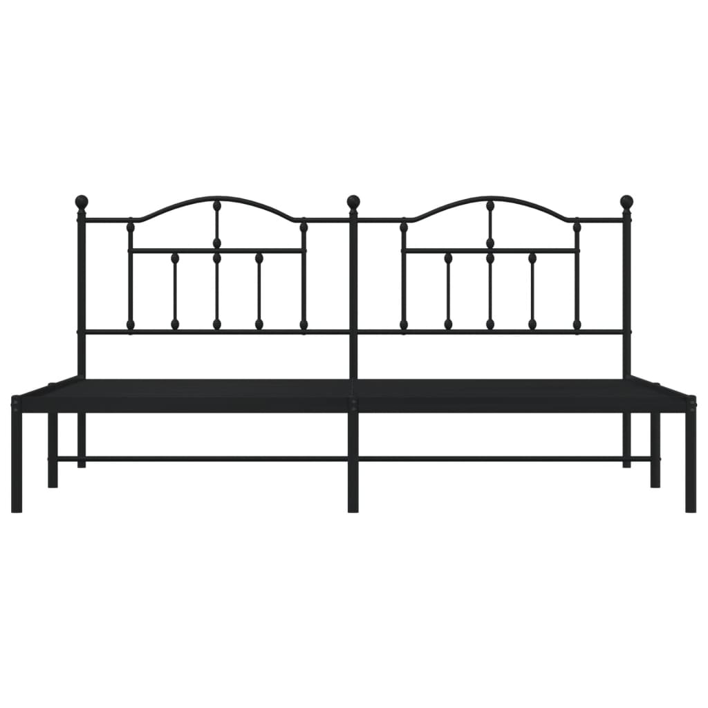 Bettgestell mit Kopfteil Metall Schwarz 193x203 cm