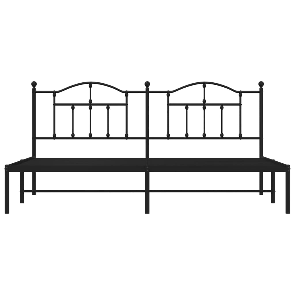 Bettgestell mit Kopfteil Metall Schwarz 200x200 cm