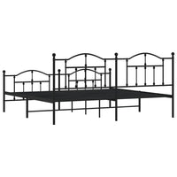 Thumbnail for Bettgestell mit Kopf- und Fußteil Metall Schwarz 193x203 cm