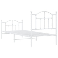 Thumbnail for Bettgestell mit Kopf- und Fußteil Metall Weiß 90x200 cm