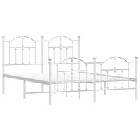 Thumbnail for Bettgestell mit Kopf- und Fußteil Metall Weiß 135x190 cm