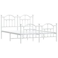 Thumbnail for Bettgestell mit Kopf- und Fußteil Metall Weiß 140x190 cm