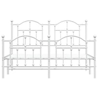 Thumbnail for Bettgestell mit Kopf- und Fußteil Metall Weiß 140x190 cm