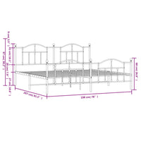 Thumbnail for Bettgestell mit Kopf- und Fußteil Metall Weiß 193x203 cm