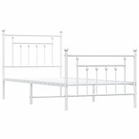 Thumbnail for Bettgestell mit Kopf- und Fußteil Metall Weiß 90x200 cm