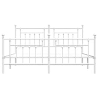 Thumbnail for Bettgestell mit Kopf- und Fußteil Metall Weiß 183x213 cm