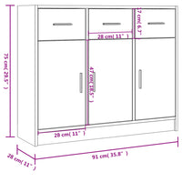 Thumbnail for Sideboard Schwarz 91x28x75 cm Holzwerkstoff